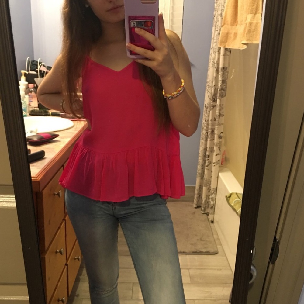 Bright pink blouse/top